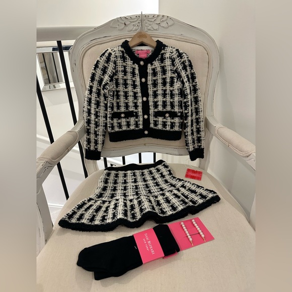 4T Isaac Mizrahi Black and White Knit 4 Piece Chanel Style Soft Tweed Outfit NWT - Picture 14 of 15